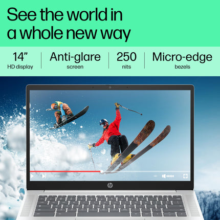 HP Chromebook 14, Chrome OS, Intel Processor N100, Chromeos, 14-Inch (35.6 Cm),Hd, 4Gb LpDDR5,64GB Emmc, Intel UHD Graphics, 720P HD Camera W/Privacy Shutter, Thin & Light (Silver, 1.45 Kg), Nf0014Tu 