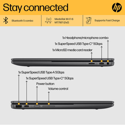 HP Chromebook X360 13B Mica Silver 13.3in FHD Touch Convertible Laptop With MediaTek Kompanio 1200 8GB RAM 256GB SSD 