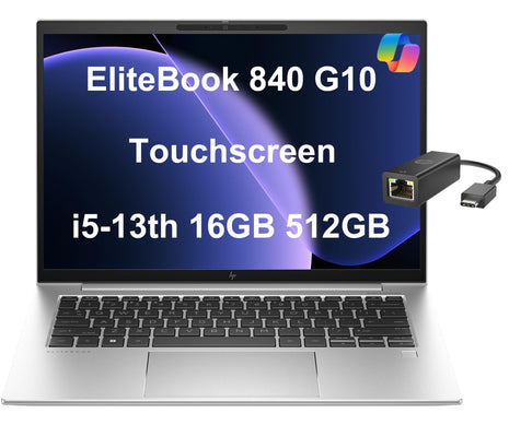 HP EliteBook 840 G10 Business Laptop (14" FHD+ Touchscreen, Intel 10-Core i5-1335U (Beat i7-1255U), 16GB DDR5 RAM, 512GB SSD) Backlit, Fingerprint, 5MP IR Webcam, Wolf Security, Win 11 Pro w/ Copilot 