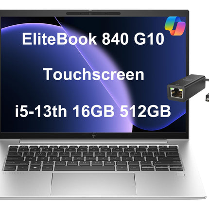 HP EliteBook 840 G10 Business Laptop (14" FHD+ Touchscreen, Intel 10-Core i5-1335U (Beat i7-1255U), 16GB DDR5 RAM, 512GB SSD) Backlit, Fingerprint, 5MP IR Webcam, Wolf Security, Win 11 Pro w/ Copilot 