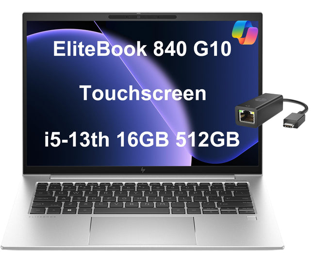 HP EliteBook 840 G10 Business Laptop (14" FHD+ Touchscreen, Intel 10-Core i5-1335U (Beat i7-1255U), 16GB DDR5 RAM, 512GB SSD) Backlit, Fingerprint, 5MP IR Webcam, Wolf Security, Win 11 Pro w/ Copilot 