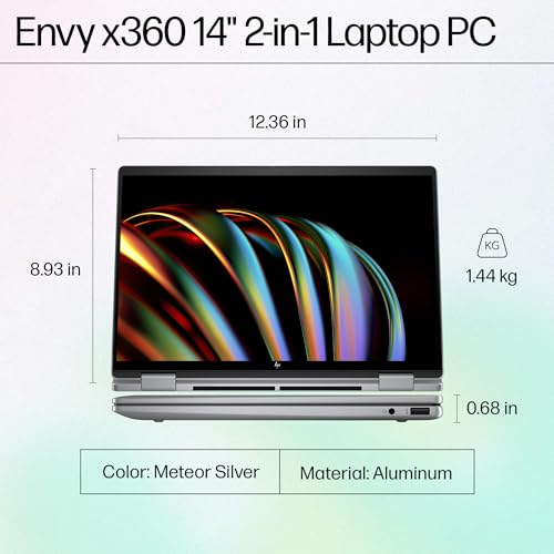 HP Envy x360 AI Laptop, Intel Core Ultra 5 125U, 12 Tops, 16GB LPDDR5, 512GB SSD, (Win11, Office21, Grey, 1.39 kg) Touchscreen, 2K, 14-inch(35.6cm), Integrated Graphics, 5MP IR Camera, fc0105TU 