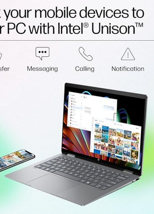 HP Envy x360 AI Laptop, Intel Core Ultra 5 125U, 12 Tops, 16GB LPDDR5, 512GB SSD, (Win11, Office21, Grey, 1.39 kg) Touchscreen, 2K, 14-inch(35.6cm), Integrated Graphics, 5MP IR Camera, fc0105TU 