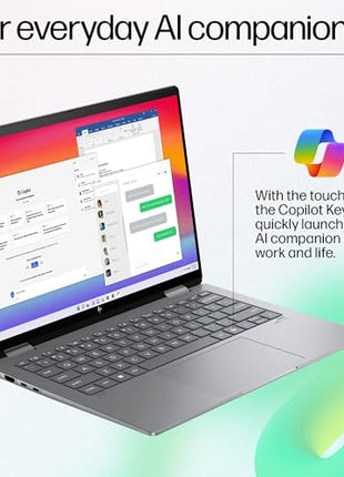 HP Envy x360 AI Laptop, Intel Core Ultra 5 125U, 12 Tops, 16GB LPDDR5, 512GB SSD, (Win11, Office21, Grey, 1.39 kg) Touchscreen, 2K, 14-inch(35.6cm), Integrated Graphics, 5MP IR Camera, fc0105TU 