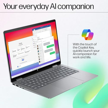 HP Envy x360 AI Laptop, Intel Core Ultra 5 125U, 12 Tops, 16GB LPDDR5, 512GB SSD, (Win11, Office21, Grey, 1.39 kg) Touchscreen, 2K, 14-inch(35.6cm), Integrated Graphics, 5MP IR Camera, fc0105TU 