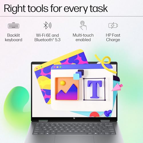 HP Envy x360 AI Laptop, Intel Core Ultra 5 125U, 12 Tops, 16GB LPDDR5, 512GB SSD, (Win11, Office21, Grey, 1.39 kg) Touchscreen, 2K, 14-inch(35.6cm), Integrated Graphics, 5MP IR Camera, fc0105TU 
