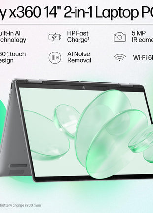 HP Envy x360 AI Laptop, Intel Core Ultra 5 125U, 12 Tops, 16GB LPDDR5, 512GB SSD, (Win11, Office21, Grey, 1.39 kg) Touchscreen, 2K, 14-inch(35.6cm), Integrated Graphics, 5MP IR Camera, fc0105TU 
