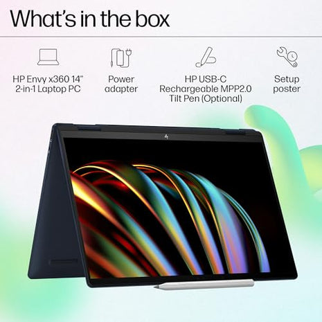 HP Envy x360 AI Laptop, Intel Core Ultra 5 125U, 12 TOPS, 16GB LPDDR5, 512GB SSD, (Win11, Office21, Blue, 1.44 kg) Touchscreen, 3K, OLED, 14-inch (35.6cm), Integrated graphics, 5MP IR camera, fc0078TU 