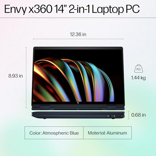 HP Envy x360 AI Laptop, Intel Core Ultra 5 125U, 12 TOPS, 16GB LPDDR5, 512GB SSD, (Win11, Office21, Blue, 1.44 kg) Touchscreen, 3K, OLED, 14-inch (35.6cm), Integrated graphics, 5MP IR camera, fc0078TU 