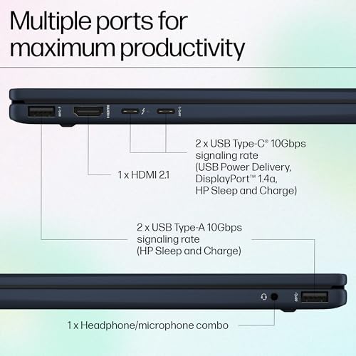 HP Envy x360 AI Laptop, Intel Core Ultra 5 125U, 12 TOPS, 16GB LPDDR5, 512GB SSD, (Win11, Office21, Blue, 1.44 kg) Touchscreen, 3K, OLED, 14-inch (35.6cm), Integrated graphics, 5MP IR camera, fc0078TU 