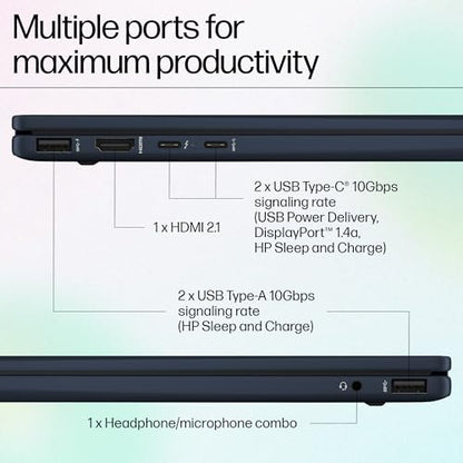 HP Envy x360 AI Laptop, Intel Core Ultra 5 125U, 12 TOPS, 16GB LPDDR5, 512GB SSD, (Win11, Office21, Blue, 1.44 kg) Touchscreen, 3K, OLED, 14-inch (35.6cm), Integrated graphics, 5MP IR camera, fc0078TU 