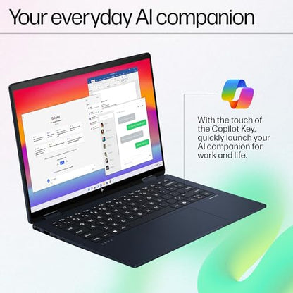 HP Envy x360 AI Laptop, Intel Core Ultra 5 125U, 12 TOPS, 16GB LPDDR5, 512GB SSD, (Win11, Office21, Blue, 1.44 kg) Touchscreen, 3K, OLED, 14-inch (35.6cm), Integrated graphics, 5MP IR camera, fc0078TU 