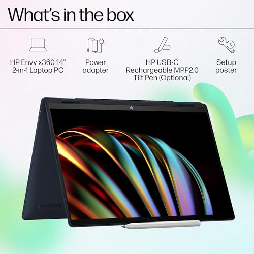 HP Envy x360 AI Laptop, Intel Core Ultra 5 125U, 12 TOPS, 16GB LPDDR5, 512GB SSD, (Win11, Office21, Blue, 1.44 kg) Touchscreen, 3K, OLED, 14-inch (35.6cm), Integrated graphics, 5MP IR camera, fc0078TU 