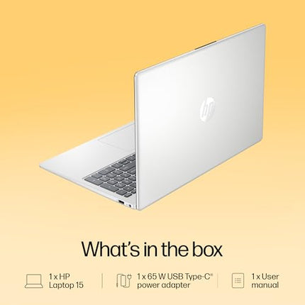 HP Laptop 15, Enhanced by AI, AMD Ryzen 5 7535HS, 15.6-inch (39.6cm), FHD, 8GB DDR5, 512GB SSD, AMD Radeon Graphics, 1080p FHD Camera w/Privacy Shutter, Backlit KB (Win 11, Silver, 1.59kg), fc1004AU 
