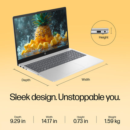 HP Laptop 15, Enhanced by AI, AMD Ryzen 5 7535HS, 15.6-inch (39.6cm), FHD, 8GB DDR5, 512GB SSD, AMD Radeon Graphics, 1080p FHD Camera w/Privacy Shutter, Backlit KB (Win 11, Silver, 1.59kg), fc1004AU 