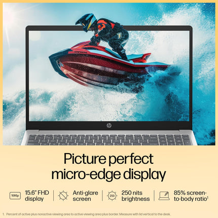 HP Laptop 15, Enhanced by AI, AMD Ryzen 5 7535HS, 15.6-inch (39.6cm), FHD, 8GB DDR5, 512GB SSD, AMD Radeon Graphics, 1080p FHD Camera w/Privacy Shutter, Backlit KB (Win 11, Silver, 1.59kg), fc1004AU 