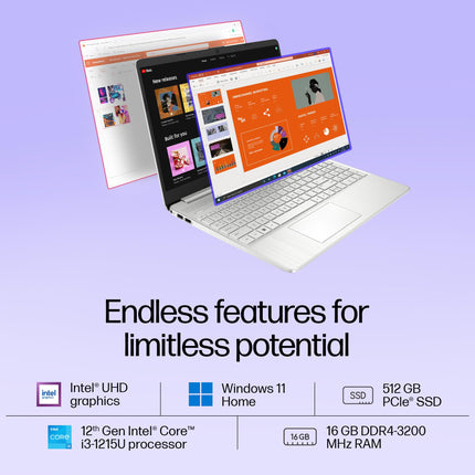 HP Laptop 15s, 12th Gen Intel Core i3-1215U, 15.6-inch (39.6 cm), FHD, 16GB DDR4, 512GB SSD, Intel UHD Graphics, Thin & Light, Dual Speakers (Win 11, MSO 2021, Silver, 1.69 kg), fy5004TU 