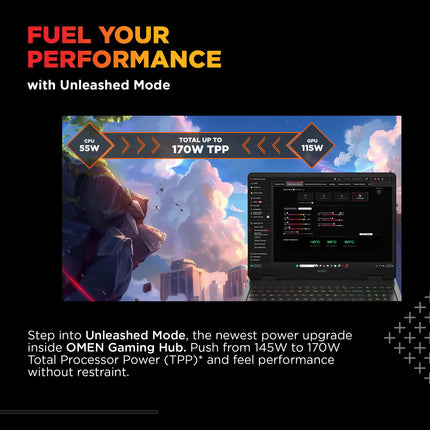 HP Omen, Intel Core Ultra 9 285H, 8GB RTX 5070, 32GB DDR5, 1TB SSD, 165Hz, 2k WUXGA, 3ms, 400 nits, 16''/40.6cm, Win11, M365* Office24, Black, 2.42kg, an0012TX, Unleashed Mode, RGB, AI Gaming Laptop 