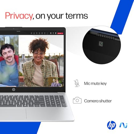 HP OmniBook 3 AMD Ryzen AI 5 340 Next Gen AI Laptop, (16GB DDR5, 512GB SSD), Anti-Glare,15.6''/39.6cm FHD, Win11,Office24, Silver,1.7kg, FHD Camera w/Privacy Shutter, fn0007AU 