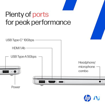 HP OmniBook 3 AMD Ryzen AI 5 340 Next Gen AI Laptop, (16GB DDR5, 512GB SSD), Anti-Glare,15.6''/39.6cm FHD, Win11,Office24, Silver,1.7kg, FHD Camera w/Privacy Shutter, fn0007AU 
