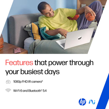 HP OmniBook 3 AMD Ryzen AI 5 340 Next Gen AI Laptop, (16GB DDR5, 512GB SSD), Anti-Glare,15.6''/39.6cm FHD, Win11,Office24, Silver,1.7kg, FHD Camera w/Privacy Shutter, fn0007AU 