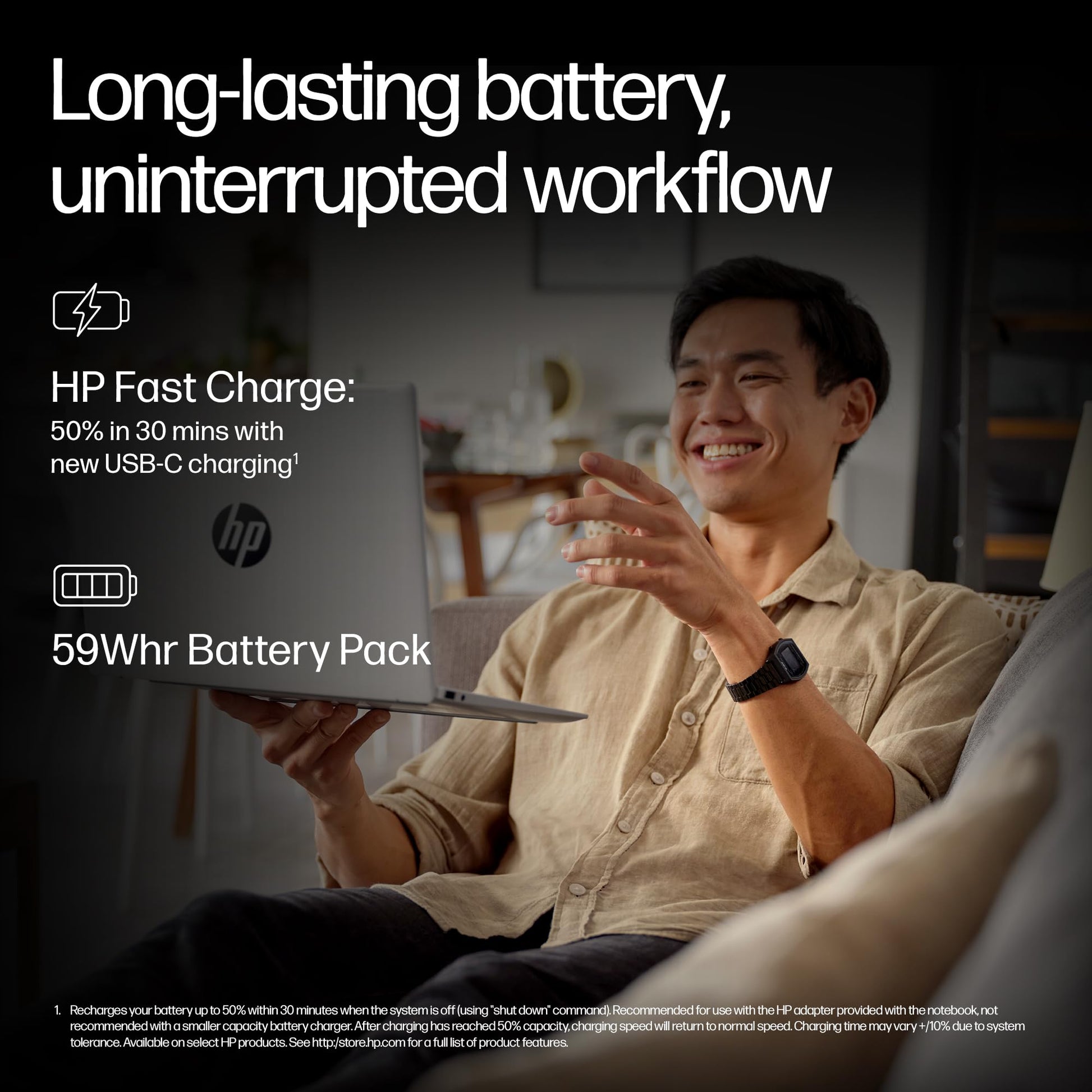 HP Smartchoice OmniBook 5 (Previously Pavilion) 50 TOPS, AMD Ryzen AI 7 350 (16GB LPDDR5X, 512GB SSD) WUXGA 2K, Touch, 16''/40.6cm, Win11,Office24, Silver, 1.8kg, ag1048au, Next-Gen AI Copilot+ Laptop 