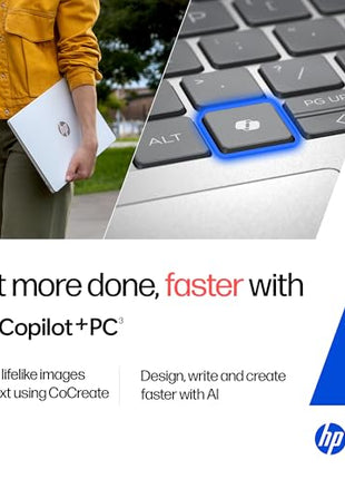 HP OmniBook 5 OLED (Previously Pavilion), Snapdragon X Processor (16GB LPDDR5x, 512GB SSD) 2K, 14''/35.6cm, Win11, M365 Basic(1yr)* Office24, Silver, 1.35kg, he0014QU, Light-Weight, Next-Gen AI Laptop 