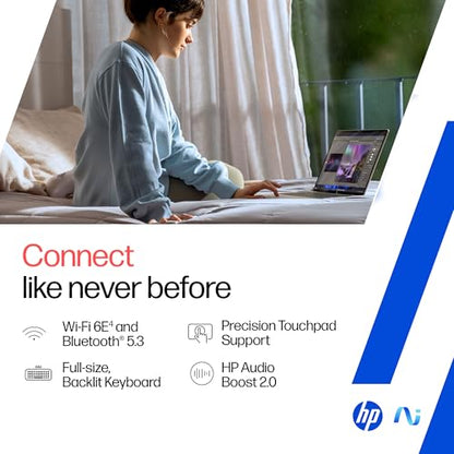 HP OmniBook 5 OLED (Previously Pavilion), Snapdragon X Processor (16GB LPDDR5x, 512GB SSD) 2K, 14''/35.6cm, Win11, M365 Basic(1yr)* Office24, Silver, 1.35kg, he0014QU, Light-Weight, Next-Gen AI Laptop 