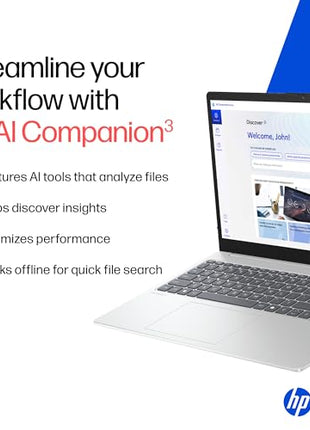 HP OmniBook 5 OLED (Previously Pavilion), Snapdragon X Processor (16GB LPDDR5x, 512GB SSD) 2K, 14''/35.6cm, Win11, M365 Basic(1yr)* Office24, Silver, 1.35kg, he0014QU, Light-Weight, Next-Gen AI Laptop 