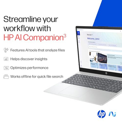 HP OmniBook 5 OLED (Previously Pavilion), Snapdragon X Processor (16GB LPDDR5x, 512GB SSD) 2K, 14''/35.6cm, Win11, M365 Basic(1yr)* Office24, Silver, 1.35kg, he0014QU, Light-Weight, Next-Gen AI Laptop 