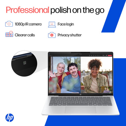 HP OmniBook 5 OLED (Previously Pavilion), Snapdragon X Processor (16GB LPDDR5x, 512GB SSD) 2K, 14''/35.6cm, Win11, M365 Basic(1yr)* Office24, Silver, 1.35kg, he0014QU, Light-Weight, Next-Gen AI Laptop 