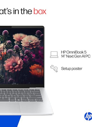 HP OmniBook 5 OLED (Previously Pavilion), Snapdragon X Processor (16GB LPDDR5x, 1TB SSD) 2K, 14''/35.6cm, Win11, M365 Basic(1yr)* Office24, Silver, 1.35kg, he0015QU, Light-Weight, Next-Gen AI Laptop 
