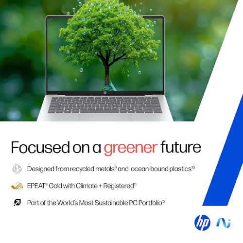 HP OmniBook 5 OLED (Previously Pavilion), Snapdragon X Processor (16GB LPDDR5x, 1TB SSD) 2K, 14''/35.6cm, Win11, M365 Basic(1yr)* Office24, Silver, 1.35kg, he0015QU, Light-Weight, Next-Gen AI Laptop 