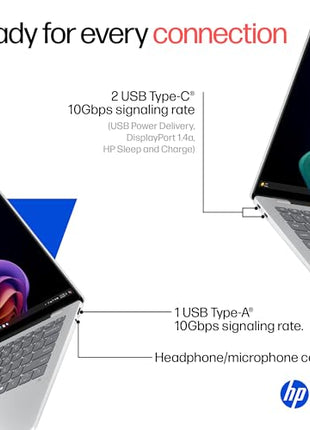 HP OmniBook 5 OLED (Previously Pavilion), Snapdragon X Processor (16GB LPDDR5x, 1TB SSD) 2K, 14''/35.6cm, Win11, M365 Basic(1yr)* Office24, Silver, 1.35kg, he0015QU, Light-Weight, Next-Gen AI Laptop 
