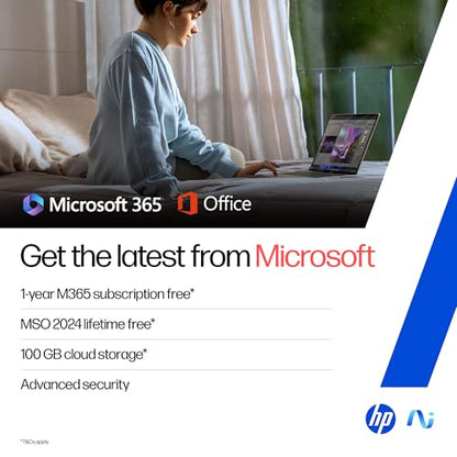 HP OmniBook 5 OLED (Previously Pavilion), Snapdragon X Processor (16GB LPDDR5x, 1TB SSD) 2K, 14''/35.6cm, Win11, M365 Basic(1yr)* Office24, Silver, 1.35kg, he0015QU, Light-Weight, Next-Gen AI Laptop 