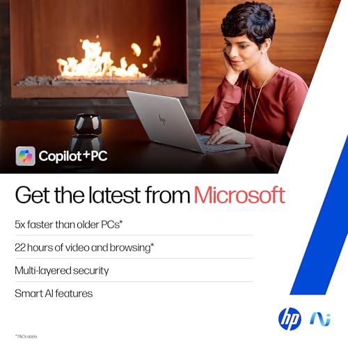 HP OmniBook 5 OLED (Previously Pavilion), Snapdragon X Processor (16GB LPDDR5x, 1TB SSD) 2K, 14''/35.6cm, Win11, M365 Basic(1yr)* Office24, Silver, 1.35kg, he0015QU, Light-Weight, Next-Gen AI Laptop 