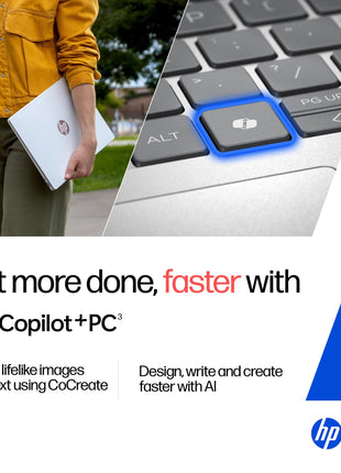 HP OmniBook 5 OLED (Previously Pavilion), Snapdragon X Processor (16GB LPDDR5x, 1TB SSD) 2K, 14''/35.6cm, Win11, M365 Basic(1yr)* Office24, Silver, 1.35kg, he0015QU, Light-Weight, Next-Gen AI Laptop 