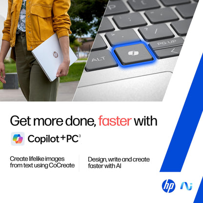 HP OmniBook 5 OLED (Previously Pavilion), Snapdragon X Processor (16GB LPDDR5x, 1TB SSD) 2K, 14''/35.6cm, Win11, M365 Basic(1yr)* Office24, Silver, 1.35kg, he0015QU, Light-Weight, Next-Gen AI Laptop 