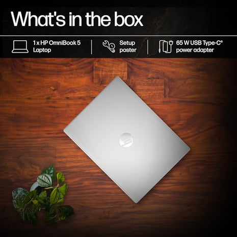 HP Smartchoice OmniBook 5 (Previously Pavilion) 50 Tops, AMD Ryzen AI 5 340 (16GB LPDDR5X, 512GB SSD) WUXGA 2K, 16''/40.6cm, Win11, Office24, Silver, 1.79kg, ag1037au, Next Gen AI Copilot+ Laptop 