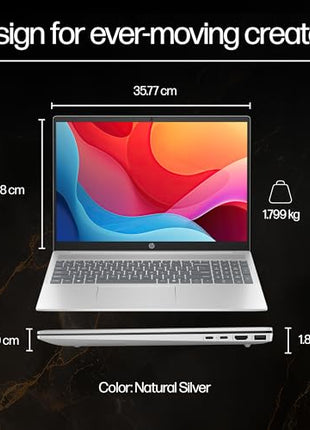 HP Smartchoice OmniBook 5 (Previously Pavilion) 50 Tops, AMD Ryzen AI 5 340 (16GB LPDDR5X, 512GB SSD) WUXGA 2K, 16''/40.6cm, Win11, Office24, Silver, 1.79kg, ag1037au, Next Gen AI Copilot+ Laptop 