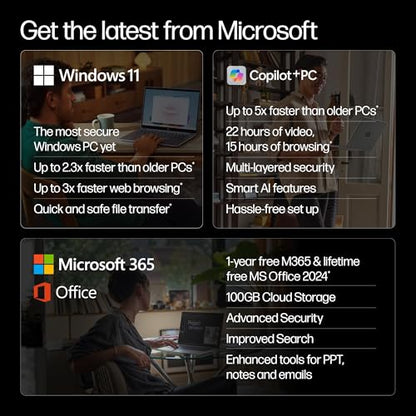 HP Smartchoice OmniBook 5 (Previously Pavilion) 50 Tops, AMD Ryzen AI 5 340 (16GB LPDDR5X, 512GB SSD) WUXGA 2K, 16''/40.6cm, Win11, Office24, Silver, 1.79kg, ag1037au, Next Gen AI Copilot+ Laptop 