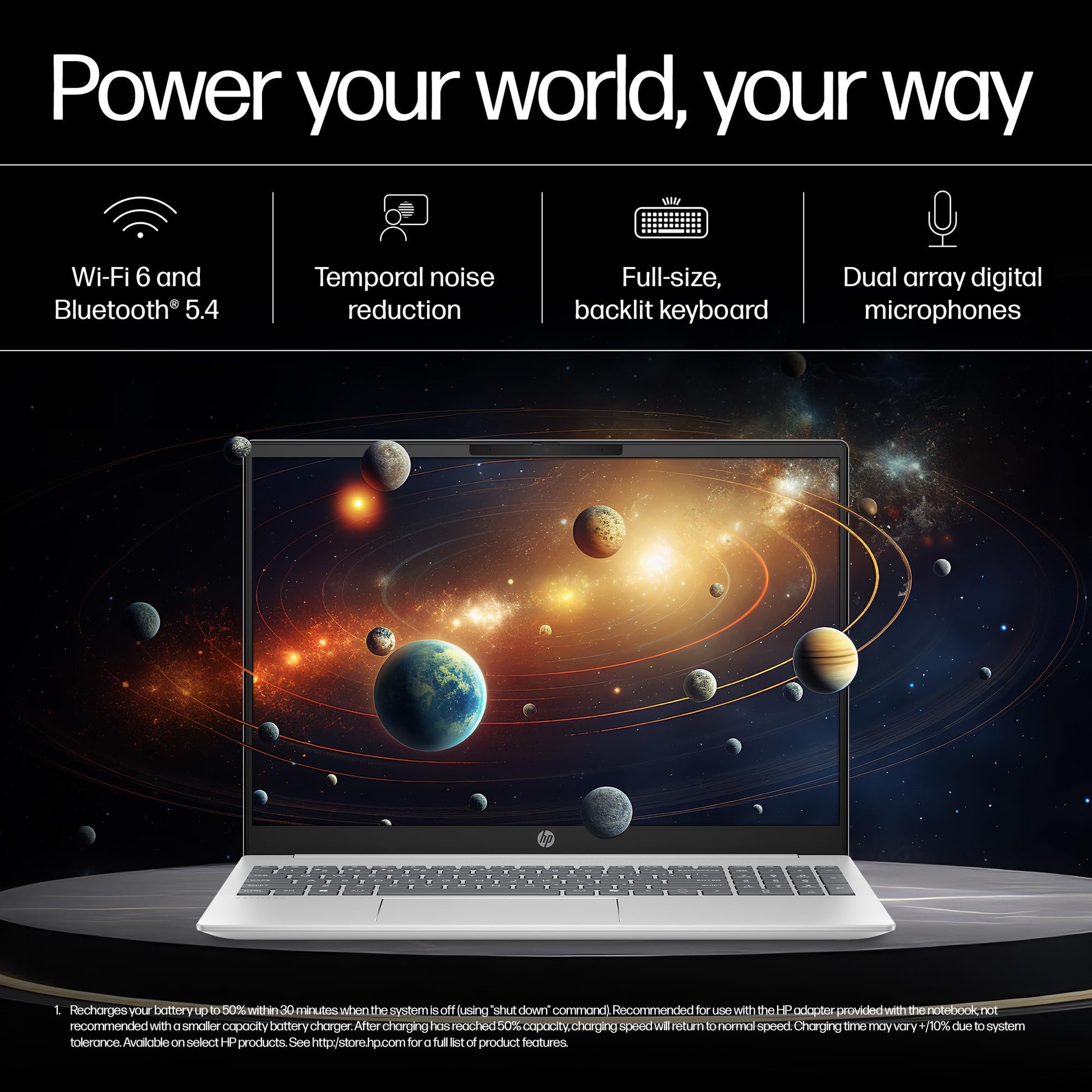 HP Smartchoice OmniBook 5 (Previously Pavilion) 50 Tops, AMD Ryzen AI 5 340 (16GB LPDDR5X, 512GB SSD) WUXGA 2K, 16''/40.6cm, Win11, Office24, Silver, 1.79kg, ag1037au, Next Gen AI Copilot+ Laptop 