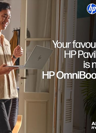 HP Smartchoice OmniBook 5 (Previously Pavilion) 50 Tops, AMD Ryzen AI 5 340 (16GB LPDDR5X, 512GB SSD) WUXGA 2K, 16''/40.6cm, Win11, Office24, Silver, 1.79kg, ag1037au, Next Gen AI Copilot+ Laptop 