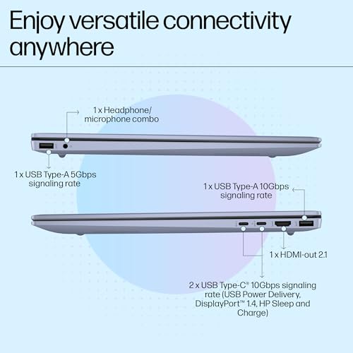 HP OmniBook 5 Metallic(Previously Pavilion) 13th Gen Intel Core i5 1334U (16GB LPDDR5X, 512GB SSD) WUXGA, 2K, IPS, 16''/40.6cm, Win11, M365 Basic(1yr)*Office24, Blue,1.79kg, ba1123TU,FHD camera Laptop 
