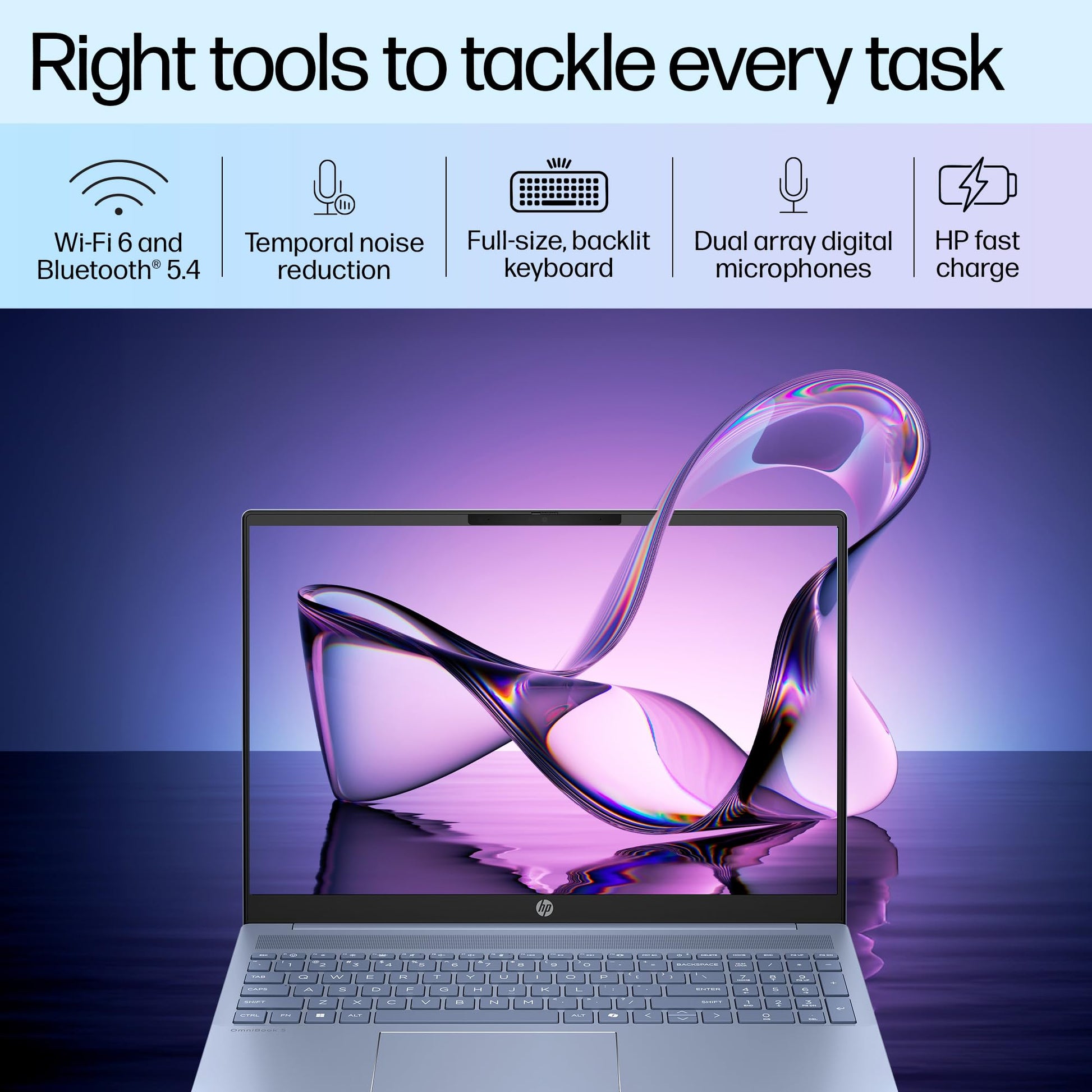 HP OmniBook 5 Metallic(Previously Pavilion) 13th Gen Intel Core i5 1334U (16GB LPDDR5X, 512GB SSD) WUXGA, 2K, IPS, 16''/40.6cm, Win11, M365 Basic(1yr)*Office24, Blue,1.79kg, ba1123TU,FHD camera Laptop 