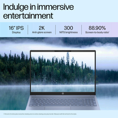 HP OmniBook 5 Metallic(Previously Pavilion) 13th Gen Intel Core i5 1334U (16GB LPDDR5X, 512GB SSD) WUXGA, 2K, IPS, 16''/40.6cm, Win11, M365 Basic(1yr)*Office24, Blue,1.79kg, ba1123TU,FHD camera Laptop 