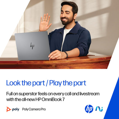 HP OmniBook 7 OLED, Intel Core Ultra 7 255H (32GB LPDDR5,1TB SSD), 3K, 0.2 ms, Micro-Edge, 14''/35.6cm, Win 11, M365, Office 24, Meteor Silver,1.5kg, fr0116TU, 5MP Camera w/Shutter, Backlit AI Laptop 