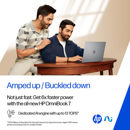 HP OmniBook 7 OLED, Intel Core Ultra 7 255H (32GB LPDDR5,1TB SSD), 3K, 0.2 ms, Micro-Edge, 14''/35.6cm, Win 11, M365, Office 24, Meteor Silver,1.5kg, fr0116TU, 5MP Camera w/Shutter, Backlit AI Laptop 