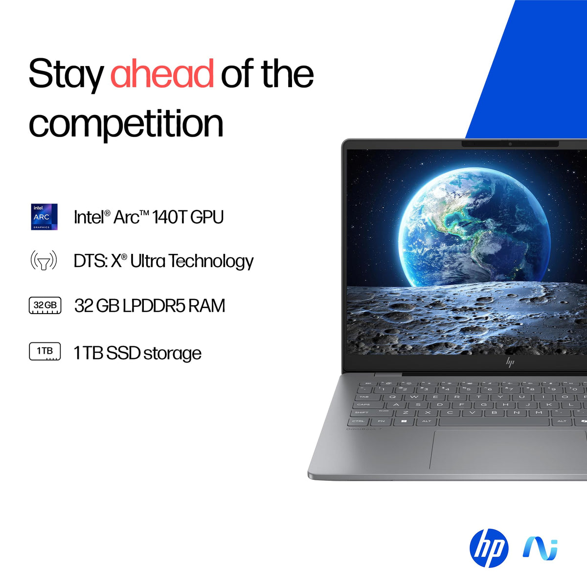 HP OmniBook 7 OLED, Intel Core Ultra 7 255H (32GB LPDDR5,1TB SSD), 3K, 0.2 ms, Micro-Edge, 14''/35.6cm, Win 11, M365, Office 24, Meteor Silver,1.5kg, fr0116TU, 5MP Camera w/Shutter, Backlit AI Laptop 