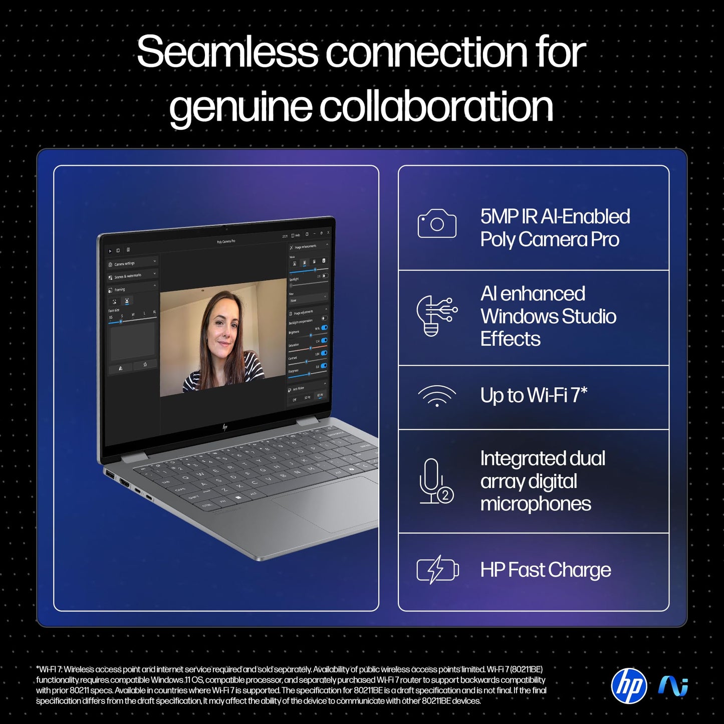 HP OmniBook X Flip OLED (Previously Envy), Intel Core Ultra 5 226V, 40 Tops, (16GB LPDDR5X, 512GB SSD) 3K, 14''/35.6cm, Touch, Win11, Office24, Silver,1.38kg, fm0058TU, 5MP Camera, Next Gen AI Laptop 